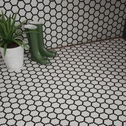 Hexagon Pattern White 9.875 in. x 11.375 in. Hexagon Matte Glass Mosaic Wall and Floor Tile (15.60 sq. ft./Case) by Jeffrey Court -Ivy Hill Tile Sales white blk jeffrey court glass tile 13093 1f 1000