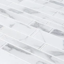 Hampton Cove White 11.625 in. x 11.625 in. Interlocking Glossy Glass Mosaic Tile (0.938 sq. ft./Each) by Jeffrey Court 11 Hampton Cove White 11.625 in. x 11.625 in. Interlocking Glossy Glass Mosaic Tile (0.938 sq. ft./Each) by Jeffrey Court -Ivy Hill Tile Sales white gray jeffrey court glass tile 93030 a0 1000