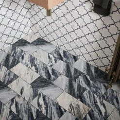 Medieval White/Grey 12.125 in. x 13 in. Arabesque Honed Carrara Marble/Gloss Blue Glass Mosaic Tile (10.946 sq.ft./Case) by Jeffrey Court 20 Medieval White/Grey 12.125 in. x 13 in. Arabesque Honed Carrara Marble/Gloss Blue Glass Mosaic Tile (10.946 sq.ft./Case) by Jeffrey Court -Ivy Hill Tile Sales white grey jeffrey court marble tile 13029 44 1000