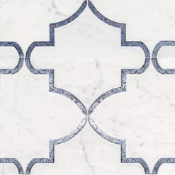 Medieval White/Grey 12.125 in. x 13 in. Arabesque Honed Carrara Marble/Gloss Blue Glass Mosaic Tile (10.946 sq.ft./Case) by Jeffrey Court 15 Medieval White/Grey 12.125 in. x 13 in. Arabesque Honed Carrara Marble/Gloss Blue Glass Mosaic Tile (10.946 sq.ft./Case) by Jeffrey Court -Ivy Hill Tile Sales white grey jeffrey court marble tile 13029 a0 1000