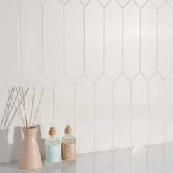 Saloni White 2.95 in. x 11.81 in. Polished Picket Ceramic Wall Tile (5.91 sq. ft./Case) by Ivy Hill Tile -Ivy Hill Tile Sales white ivy hill tile ceramic tile ext3rd106379 76 1000