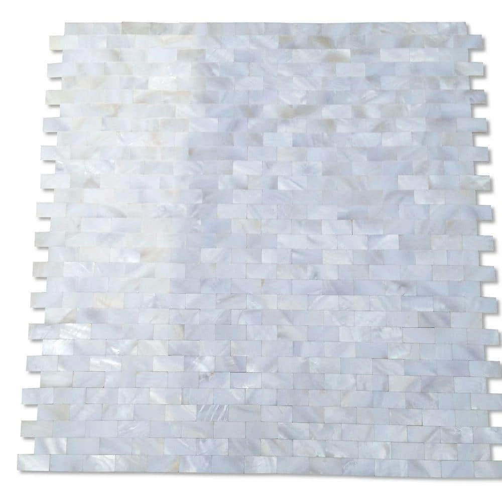 Mother of Pearl Serene White Bricks Seamless 12 in. x 12 in. Pearl Shell Glass Wall Mosaic Tile by Ivy Hill Tile 6 Mother of Pearl Serene White Bricks Seamless 12 in. x 12 in. Pearl Shell Glass Wall Mosaic Tile by Ivy Hill Tile - Image 4