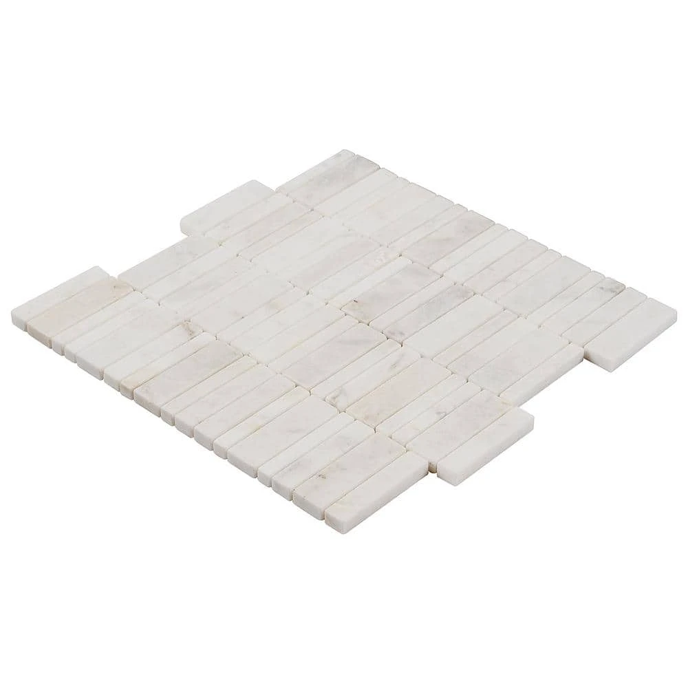 Arctic White 11.69 in. x 11.69 in. Waterfall Polished Marble Mosaic Tile (0.97 sq. ft./Sheet) by Ivy Hill Tile 7 Arctic White 11.69 in. x 11.69 in. Waterfall Polished Marble Mosaic Tile (0.97 sq. ft./Sheet) by Ivy Hill Tile - Image 5