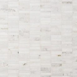 Arctic White 11.69 in. x 11.69 in. Waterfall Polished Marble Mosaic Tile (0.97 sq. ft./Sheet) by Ivy Hill Tile