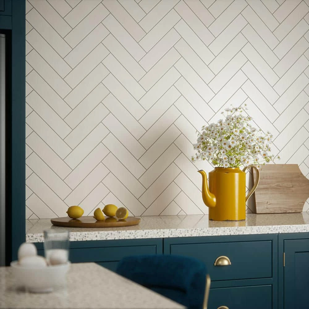 Taffeta White 3 in. x 12 in. Subway Gloss Textured Ceramic Wall Tile (6.027 sq. ft./Case) by Jeffrey Court 7 Taffeta White 3 in. x 12 in. Subway Gloss Textured Ceramic Wall Tile (6.027 sq. ft./Case) by Jeffrey Court - Image 5