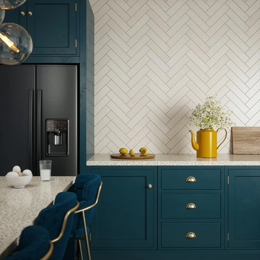 Taffeta White 3 in. x 12 in. Subway Gloss Textured Ceramic Wall Tile (6.027 sq. ft./Case) by Jeffrey Court 4 Taffeta White 3 in. x 12 in. Subway Gloss Textured Ceramic Wall Tile (6.027 sq. ft./Case) by Jeffrey Court - Image 2