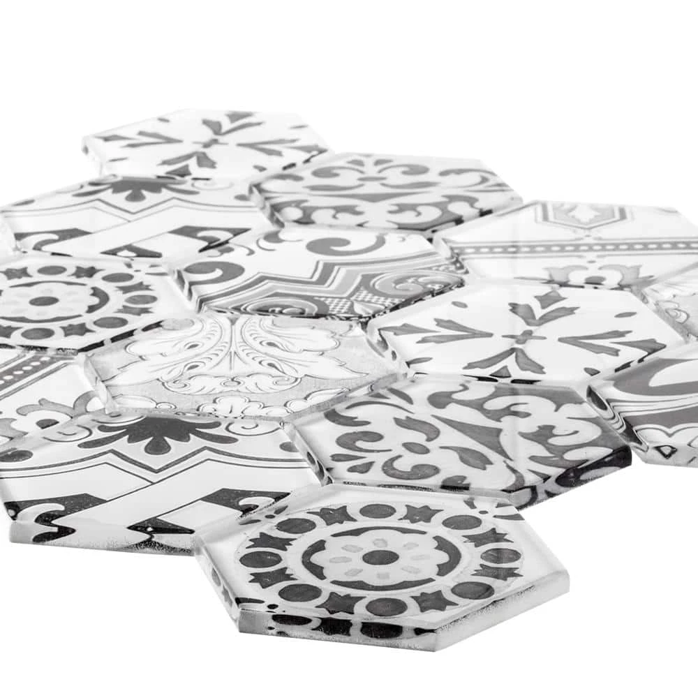 Morris Block White 12 in. x 10.375 in. Hexagon Glossy Glass Mosaic Tile (12.97 sq. ft./Case) by Jeffrey Court 5 Morris Block White 12 in. x 10.375 in. Hexagon Glossy Glass Mosaic Tile (12.97 sq. ft./Case) by Jeffrey Court - Image 3