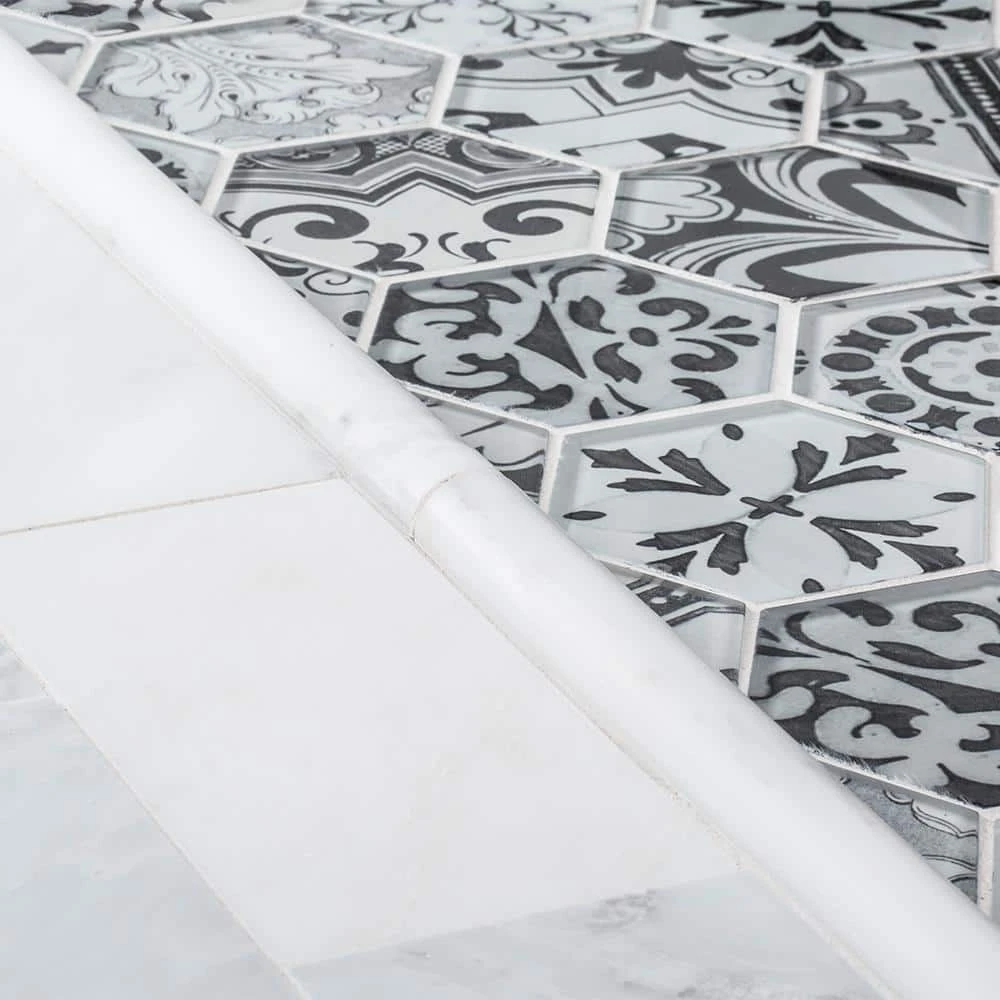 Morris Block White 12 in. x 10.375 in. Hexagon Glossy Glass Mosaic Tile (12.97 sq. ft./Case) by Jeffrey Court 6 Morris Block White 12 in. x 10.375 in. Hexagon Glossy Glass Mosaic Tile (12.97 sq. ft./Case) by Jeffrey Court - Image 4