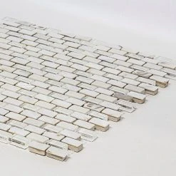 Lightning White 11.75 in. x 11.75 in. Interlocking Mixed Glass, Shell and Marble Mosaic Tile (0.958 sq. ft./Each) by Jeffrey Court -Ivy Hill Tile Sales white jeffrey court glass tile 99747 40 1000