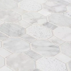 Crisp Illusion White 10.375 in. x 11.125 in. Hexagon Marble Wall and Floor Mosaic Tile (8.01 sq. ft./Case) by Jeffrey Court -Ivy Hill Tile Sales white jeffrey court limestone tile 99784 1d 1000