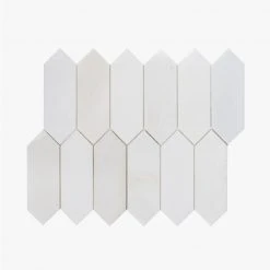 Suburbs White 10 in. x 12.375 in. Picket Polished Marble Wall and Floor Mosaic Tile (0.859 sq. ft./Each) by Jeffrey Court
