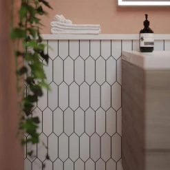 Suburbs White 10 in. x 12.375 in. Picket Polished Marble Wall and Floor Mosaic Tile (0.859 sq. ft./Each) by Jeffrey Court 12 Suburbs White 10 in. x 12.375 in. Picket Polished Marble Wall and Floor Mosaic Tile (0.859 sq. ft./Each) by Jeffrey Court -Ivy Hill Tile Sales white jeffrey court marble tile 13013 a0 1000