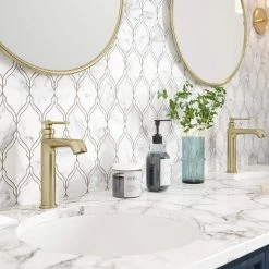 Victorian Gem White 9.125 in. x 11.25 in. Polished Calacatta/Thassos/Marble Wall/Floor Mosaic Tile (7.129 sq. ft./Case) by Jeffrey Court -Ivy Hill Tile Sales white jeffrey court marble tile 13019 31 1000