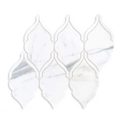 Victorian Gem White 9.125 in. x 11.25 in. Polished Calacatta/Thassos/Marble Wall/Floor Mosaic Tile (7.129 sq. ft./Case) by Jeffrey Court