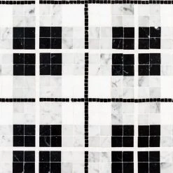 Oxford White/Black 10.125 in. x 10.125 in. Honed Thassos/Nero Marquina/Carrara Marble Mosaic Tile (7.12 sq. ft./Case) by Jeffrey Court -Ivy Hill Tile Sales white jeffrey court marble tile 13025 a0 1000