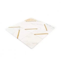 Jazzy White/Gold 11.75 in. x 11.75 in. Square Honed Calacatta Marble/Gold Metal Mosaic Tile (9.588 sq. ft./Case) by Jeffrey Court -Ivy Hill Tile Sales white jeffrey court marble tile 13031 40 1000