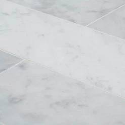Italian White Carrara 4 in. x 16 in. Honed Marble Wall and Floor Tile (8 sq. ft./Case) by Jeffrey Court -Ivy Hill Tile Sales white jeffrey court marble tile 95349 1d 1000