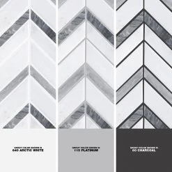 Glacier Edge White and Gray 9.875 in. x 11.25 in. Chevron Honed Marble Floor and Wall Mosaic Tile (0.771 sq. ft./Each) by Jeffrey Court -Ivy Hill Tile Sales white jeffrey court marble tile 95672 1d 1000