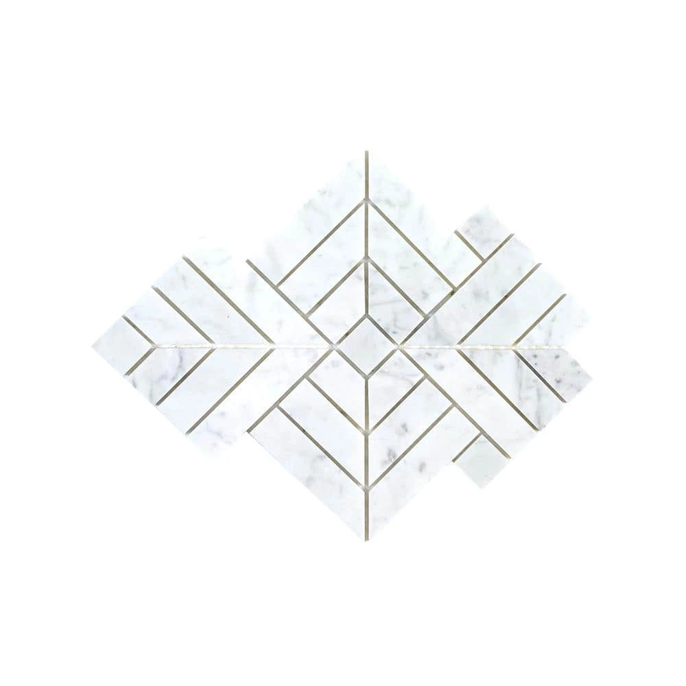 Wetherly White 9.5 in. x 9.5 in. Geometric Polished Marble Wall and Floor Mosaic Tile (5.69 sq. ft./Case) by Jeffrey Court 3 Wetherly White 9.5 in. x 9.5 in. Geometric Polished Marble Wall and Floor Mosaic Tile (5.69 sq. ft./Case) by Jeffrey Court