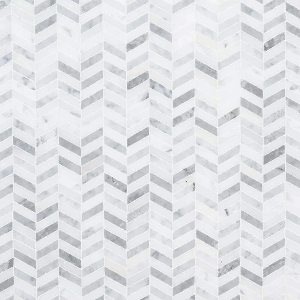 Lakeview White 12.125 in. x 12 in. Chevron Polished Marble Wall and Floor Mosaic Tile (10.10 sq. ft./Case) by Jeffrey Court 6 Lakeview White 12.125 in. x 12 in. Chevron Polished Marble Wall and Floor Mosaic Tile (10.10 sq. ft./Case) by Jeffrey Court - Image 4