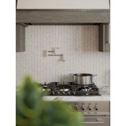 Jet Stream White 10.125 in. x 11.125 in. Herringbone Honed Marble Floor and Wall Mosaic Tile (7.82 sq. ft./Case) by Jeffrey Court -Ivy Hill Tile Sales white jeffrey court marble tile 96004 4f 1000