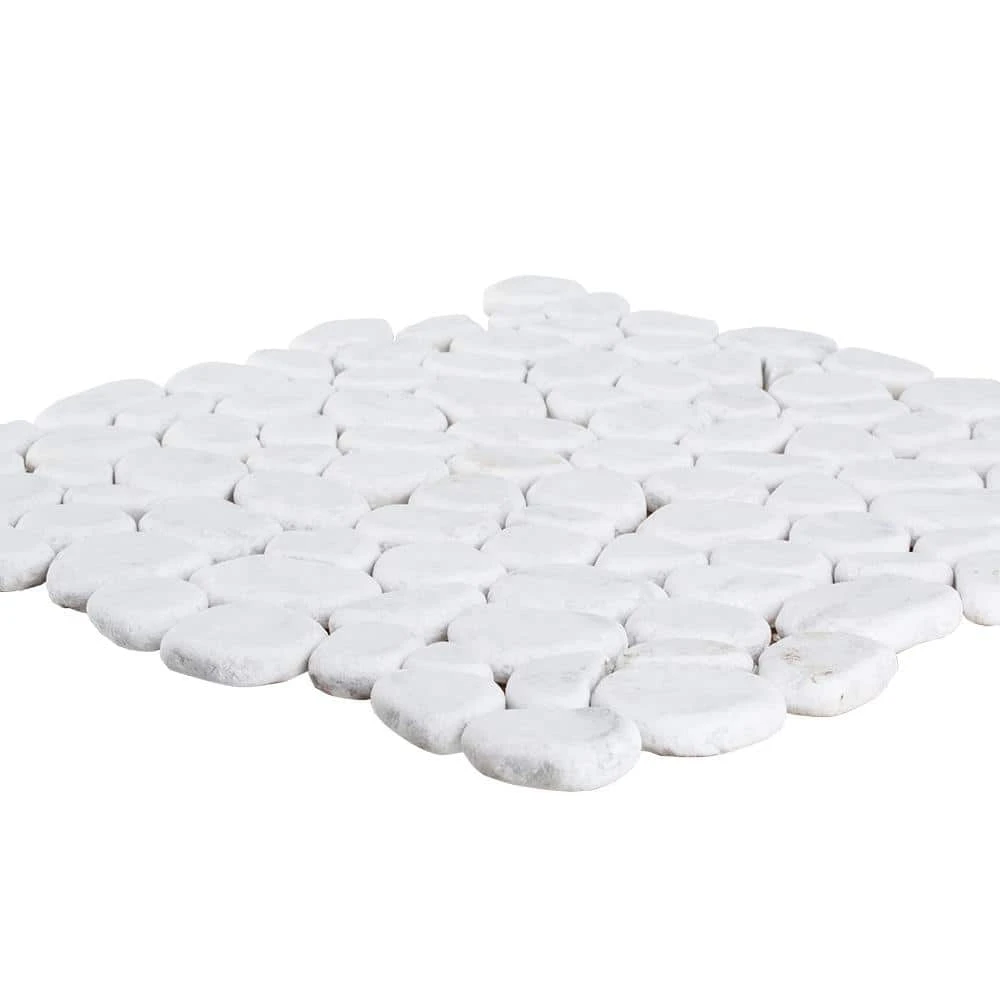 Winter Court White 11.5 in. x 11.5 in. Pebble Honed Marble Wall and Floor Mosaic Tile (9.18 sq. ft./Case) by Jeffrey Court 5 Winter Court White 11.5 in. x 11.5 in. Pebble Honed Marble Wall and Floor Mosaic Tile (9.18 sq. ft./Case) by Jeffrey Court - Image 3