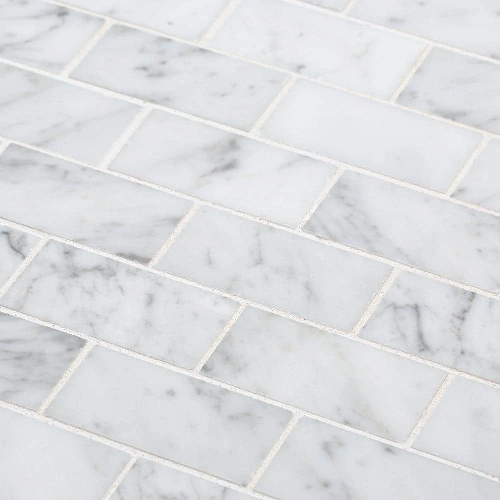 Coastal Haze White 12.125 in. x 12.5 in. Interlocking Polished Marble Wall and Floor Mosaic Tile (10.52 sq. ft./Case) by Jeffrey Court 6 Coastal Haze White 12.125 in. x 12.5 in. Interlocking Polished Marble Wall and Floor Mosaic Tile (10.52 sq. ft./Case) by Jeffrey Court - Image 4
