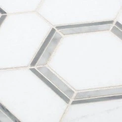 Locket White 12 in. x 10.375 in. Hexagon Polished Marble Wall and Floor Mosaic Tile (8.64 sq. ft./Case) by Jeffrey Court -Ivy Hill Tile Sales white jeffrey court marble tile 96619 a0 1000