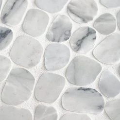 Sand Dollar White Pebble 11.75 in. x 11.75 in. Polished Marble Wall and Floor Mosaic Tile (9.58 sq. ft./Case) by Jeffrey Court -Ivy Hill Tile Sales white jeffrey court marble tile 96785 1d 1000