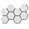 Laurel Brass White 8.5 in. x 14.875 in. Hexagon Honed Marble/Gold Metal Wall and Floor Mosaic Tile (8.78 sq. ft./Case) by Jeffrey Court -Ivy Hill Tile Sales white jeffrey court marble tile 96791 64 1000