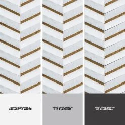 Dreamcicle White 11.875 in. x 11.875 in. Chevron Marble/Gold Metal Floor and Wall Mosaic Tile (0.979 sq. ft./Each) by Jeffrey Court -Ivy Hill Tile Sales white jeffrey court marble tile 97936 1d 1000