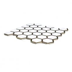 Karats White 10.625 in. x 11.125 in. Hexagon Polished Marble/Gold Metal Floor and Wall Mosaic Tile (0.820 sq. ft./Each) by Jeffrey Court 9 Karats White 10.625 in. x 11.125 in. Hexagon Polished Marble/Gold Metal Floor and Wall Mosaic Tile (0.820 sq. ft./Each) by Jeffrey Court -Ivy Hill Tile Sales white jeffrey court marble tile 97937 40 1000