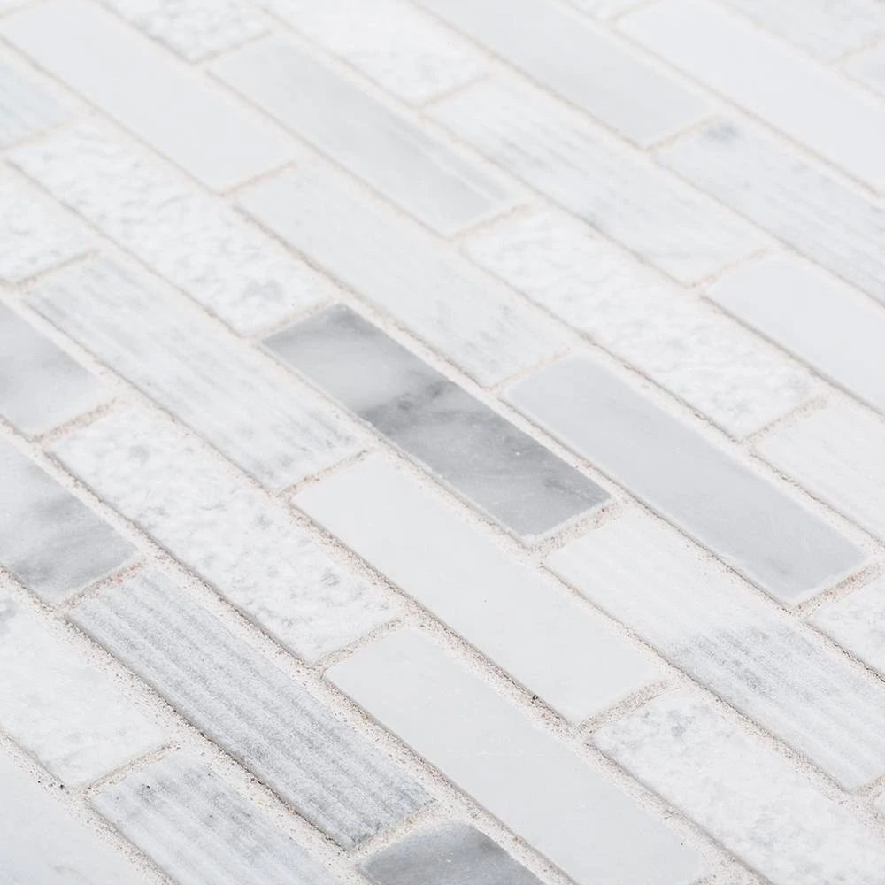 Snowed In White 11.75 in. x 9.75 in. Interlocking Textured Marble Mosaic Tile (7.95 sq. ft./Case) by Jeffrey Court 7 Snowed In White 11.75 in. x 9.75 in. Interlocking Textured Marble Mosaic Tile (7.95 sq. ft./Case) by Jeffrey Court - Image 5