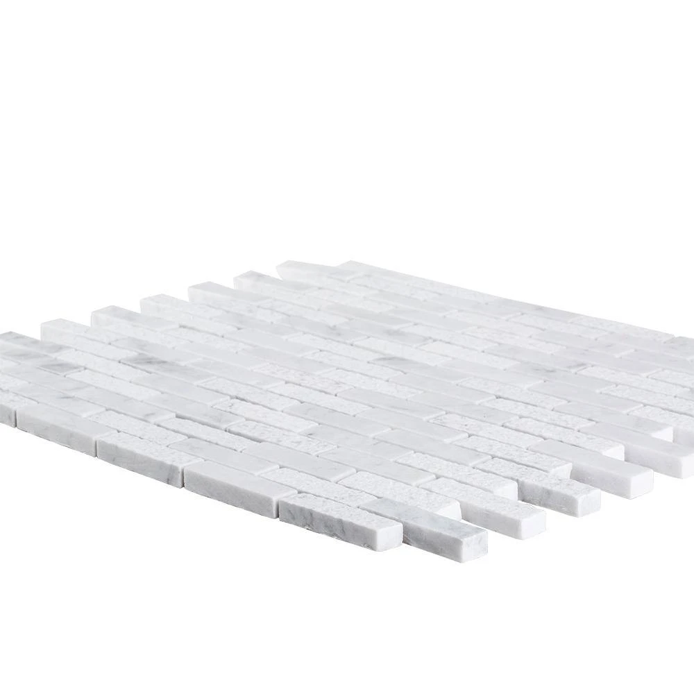 Snowed In White 11.75 in. x 9.75 in. Interlocking Textured Marble Mosaic Tile (7.95 sq. ft./Case) by Jeffrey Court 5 Snowed In White 11.75 in. x 9.75 in. Interlocking Textured Marble Mosaic Tile (7.95 sq. ft./Case) by Jeffrey Court - Image 3