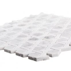 Primrose Chapel White 11.875 in. x 11.75 in. Basket Weave Textured Marble Wall & Floor Mosaic Tile (9.588 sq. ft./Case) by Jeffrey Court -Ivy Hill Tile Sales white jeffrey court marble tile 99280 40 1000