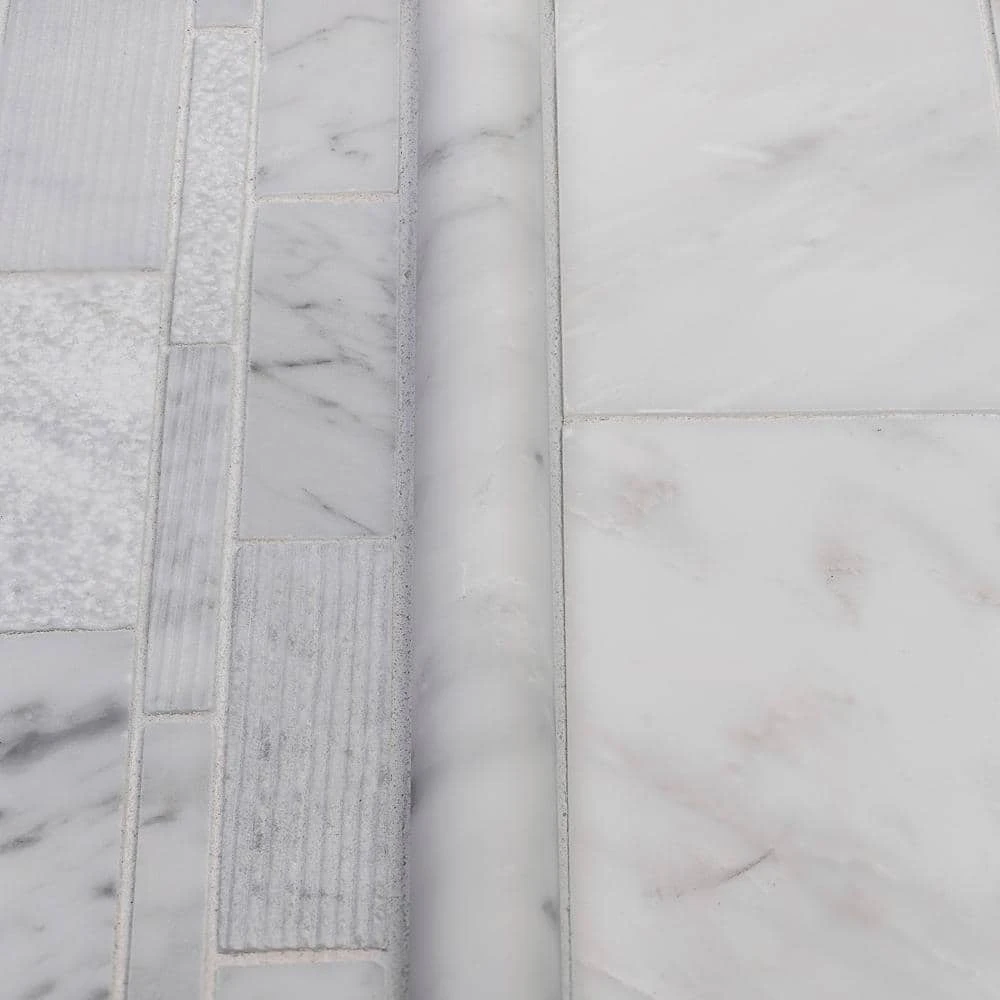 Restful Sea White 10.5 in. x 10.75 in. Interlocking Textured Marble Wall and Floor Mosaic Tile (7.839 sq. ft./Case) by Jeffrey Court 6 Restful Sea White 10.5 in. x 10.75 in. Interlocking Textured Marble Wall and Floor Mosaic Tile (7.839 sq. ft./Case) by Jeffrey Court - Image 4