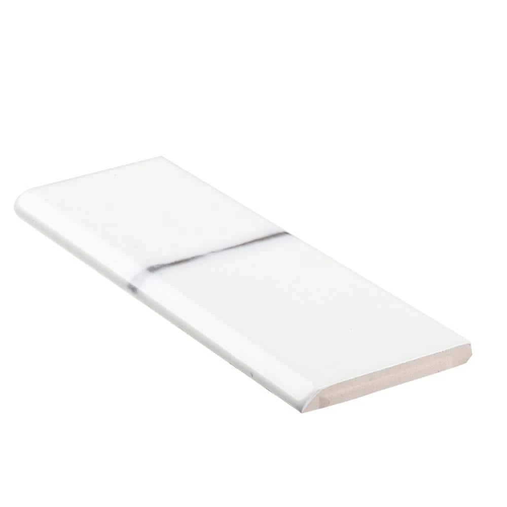 Carrara Inkjet White 2 in. x 6 in. Matte Ceramic Wall Single Bullnose Tile by Jeffrey Court 5 Carrara Inkjet White 2 in. x 6 in. Matte Ceramic Wall Single Bullnose Tile by Jeffrey Court - Image 3