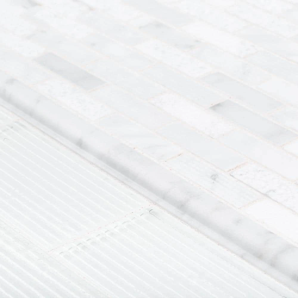 Carrara White 0.75 in. x 12 in. Honed Marble Wall Pencil Tile (1 Linear Foot) by Jeffrey Court 7 Carrara White 0.75 in. x 12 in. Honed Marble Wall Pencil Tile (1 Linear Foot) by Jeffrey Court - Image 5