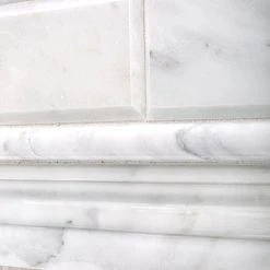 Carrara White 2.5 in. x 11.75 in. Honed Marble Wall Crown Tile by Jeffrey Court 10 Carrara White 2.5 in. x 11.75 in. Honed Marble Wall Crown Tile by Jeffrey Court -Ivy Hill Tile Sales white jeffrey court tile trim 99063 40 1000
