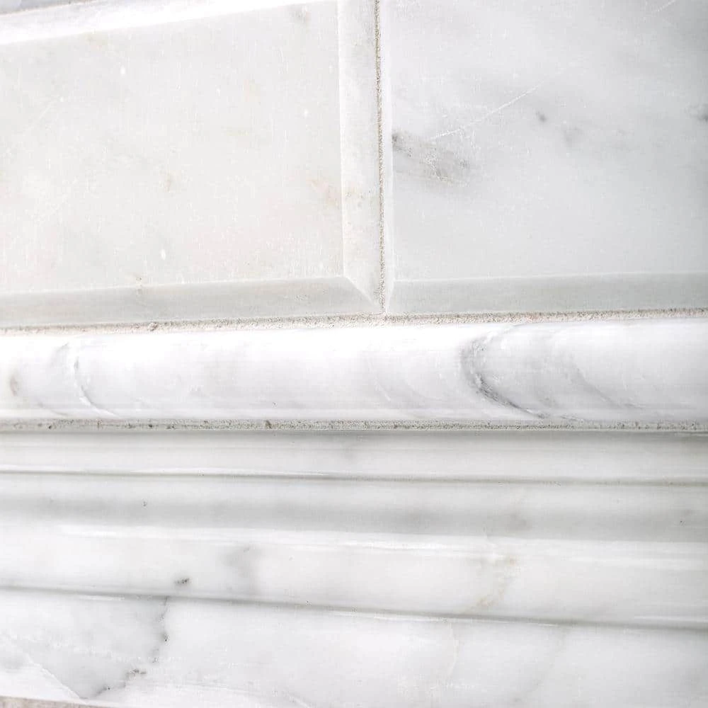 Carrara White 2.5 in. x 11.75 in. Honed Marble Wall Crown Tile by Jeffrey Court 5 Carrara White 2.5 in. x 11.75 in. Honed Marble Wall Crown Tile by Jeffrey Court - Image 3