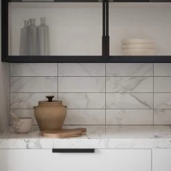 Glossy Ocean Carrara White 4 in. x 12 in. Subway Gloss Ceramic Wall Tile (9.687 sq. ft./Case) by Jeffrey Court -Ivy Hill Tile Sales white ocean jeffrey court ceramic tile 13010 a0 1000